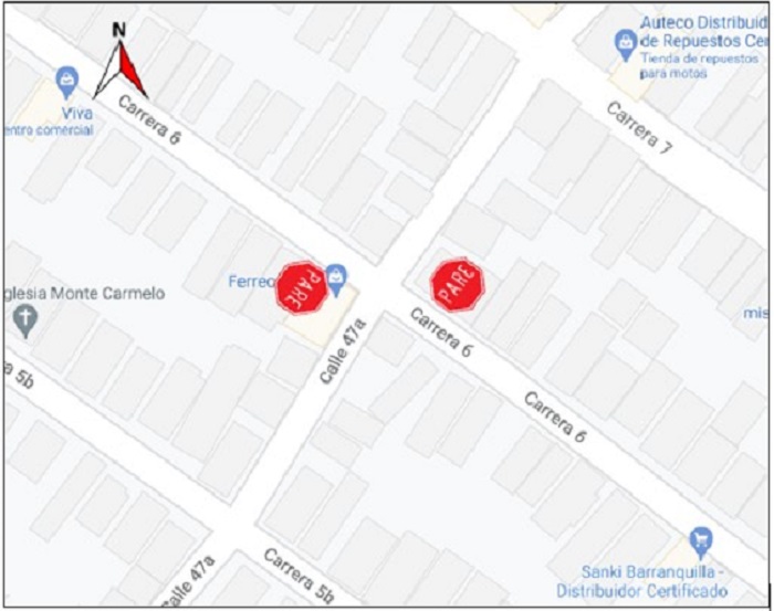 Cambio de prelación vial en la calle 47A con carrera 6 de Barranquilla