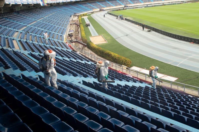 Bioseguridad integral en el Metropolitano en partido  Colombia vs. Chile
