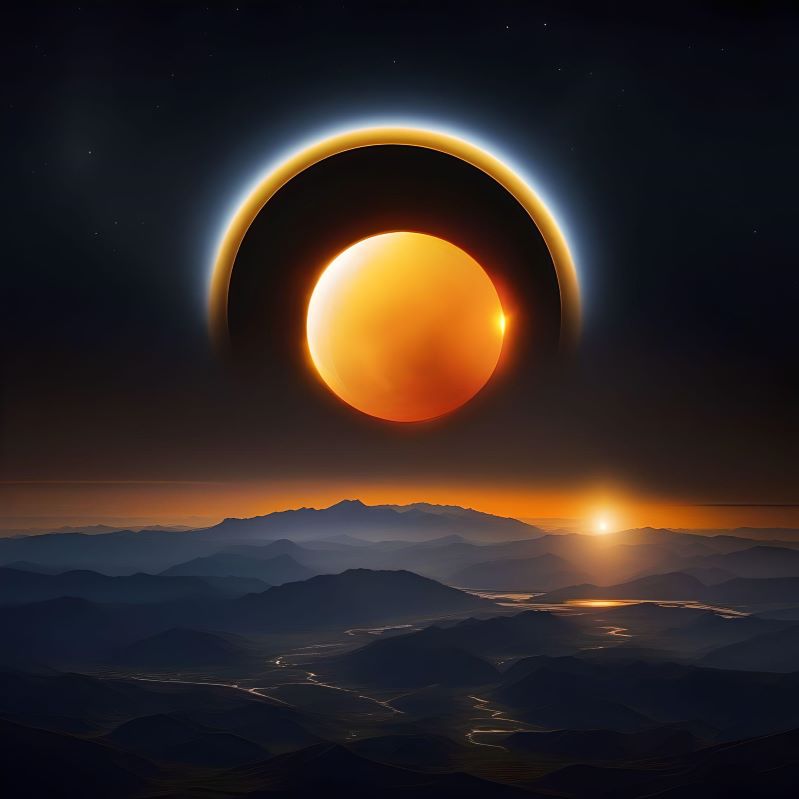 El eclipse solar del 8 de abril: promete estar fuera de serie. Foto creada con IA