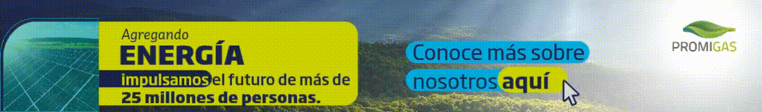 Banner publicitario de Promigas sobre energía sostenible, mostrando paneles solares y el mensaje ‘Agregando energía impulsamos el futuro de más de 25 millones de personas.